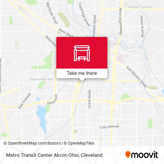 Mapa de Metro Transit Center Akron Ohio