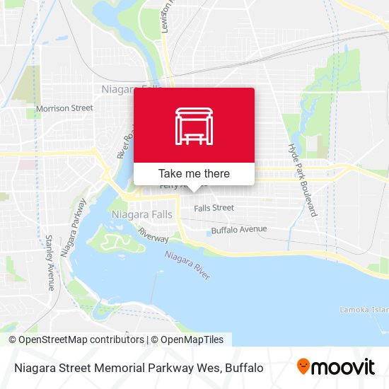 Niagara Street Memorial Parkway Wes map