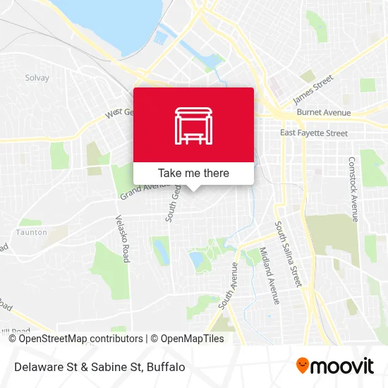 Delaware St & Sabine St map