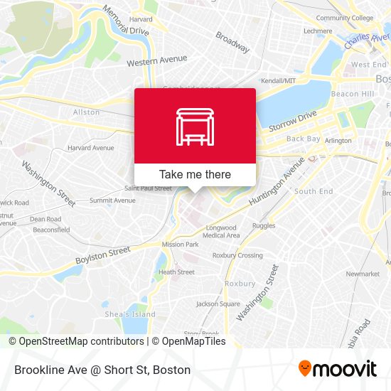 Brookline Ave @ Short St map