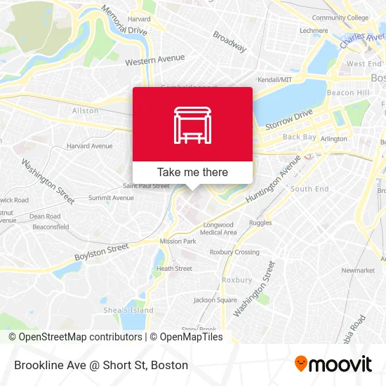 Mapa de Brookline Ave @ Short St