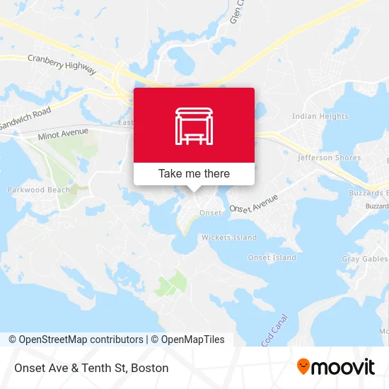Onset Ave & Tenth St map