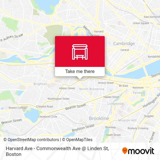 Harvard Ave - Commonwealth Ave @ Linden St map