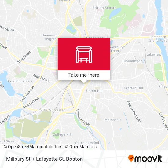 Millbury St + Lafayette St map
