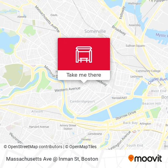 Mapa de Massachusetts Ave @ Inman St