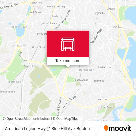 American Legion Hwy @ Blue Hill Ave map