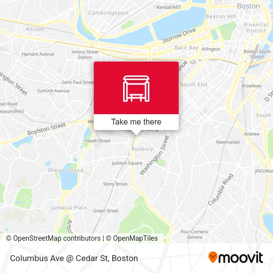 Columbus Ave @ Cedar St map