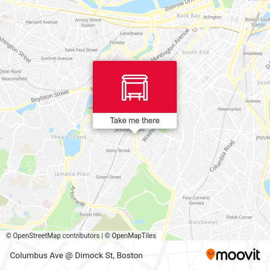 Columbus Ave @ Dimock St map