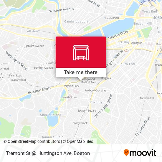 Tremont St @ Huntington Ave map