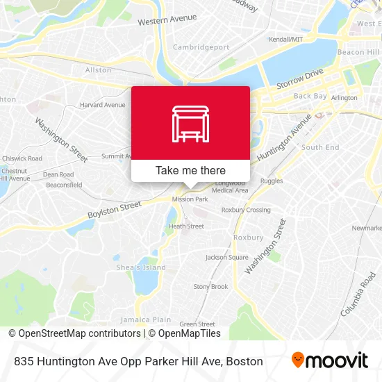835 Huntington Ave Opp Parker Hill Ave map