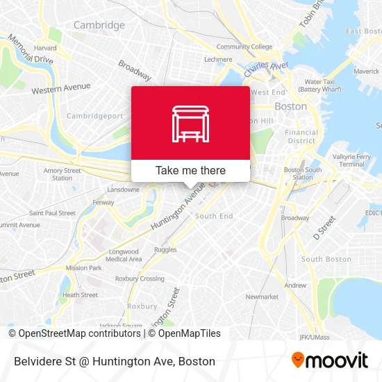 Mapa de Belvidere St @ Huntington Ave