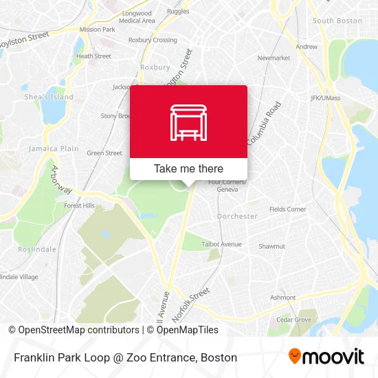 Mapa de Franklin Park Loop @ Zoo Entrance