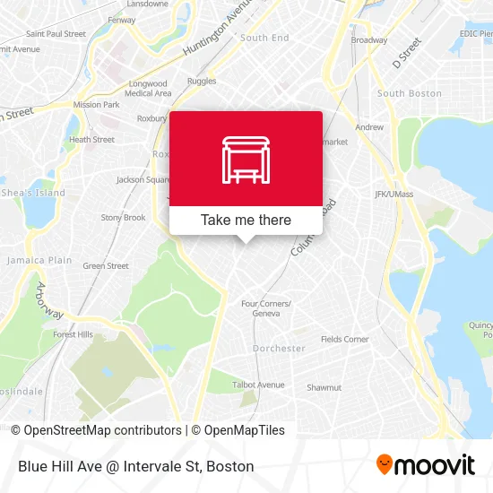 Blue Hill Ave @ Intervale St map