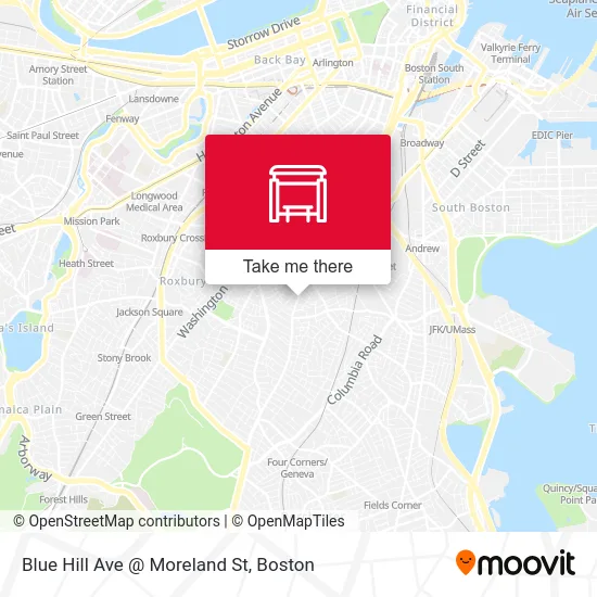 Blue Hill Ave @ Moreland St map