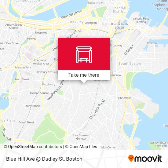 Blue Hill Ave @ Dudley St map