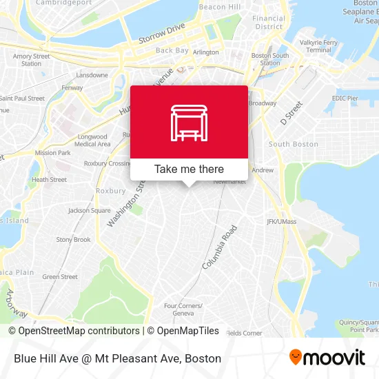 Blue Hill Ave @ Mt Pleasant Ave map