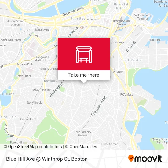 Blue Hill Ave @ Winthrop St map