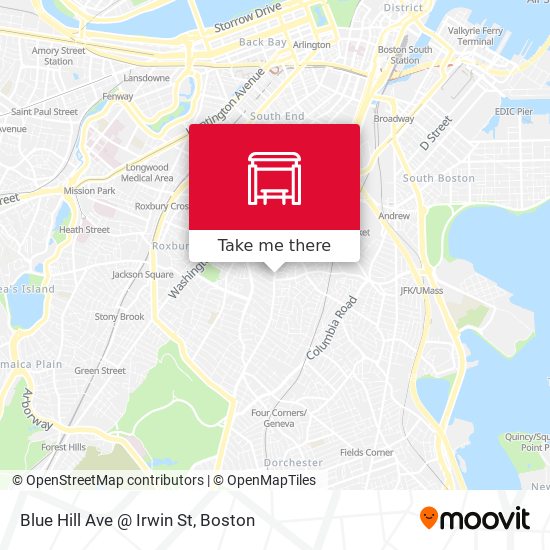 Blue Hill Ave @ Irwin St map