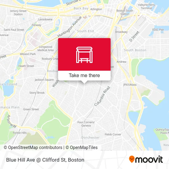 Blue Hill Ave @ Clifford St map