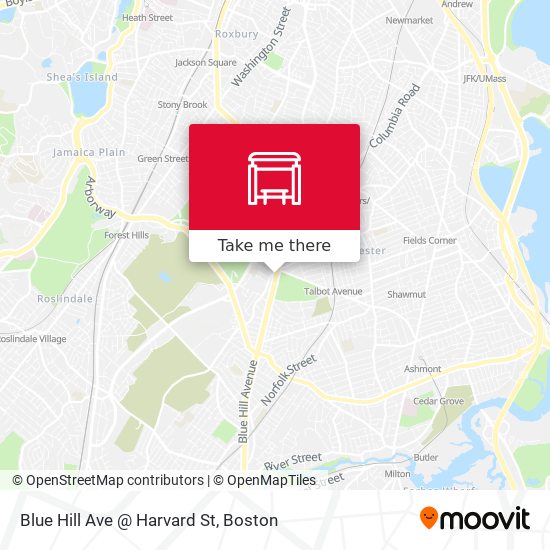 Blue Hill Ave @ Harvard St map