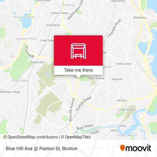 Blue Hill Ave @ Paxton St map