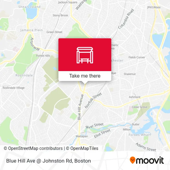 Blue Hill Ave @ Johnston Rd map