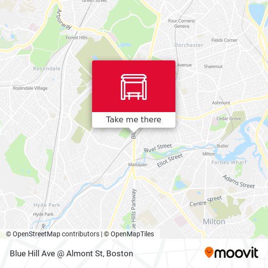 Blue Hill Ave @ Almont St map
