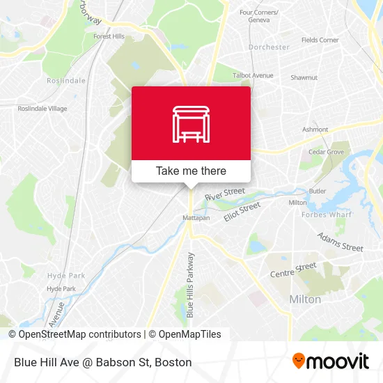 Blue Hill Ave @ Babson St map