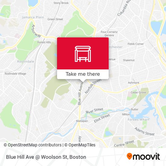 Blue Hill Ave @ Woolson St map