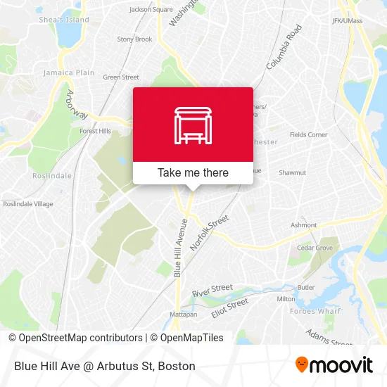 Blue Hill Ave @ Arbutus St map