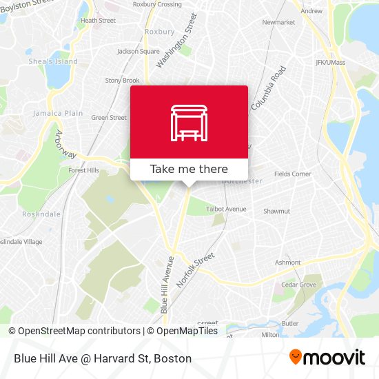 Blue Hill Ave @ Harvard St map