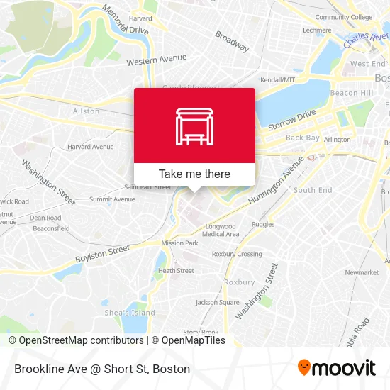 Mapa de Brookline Ave @ Short St