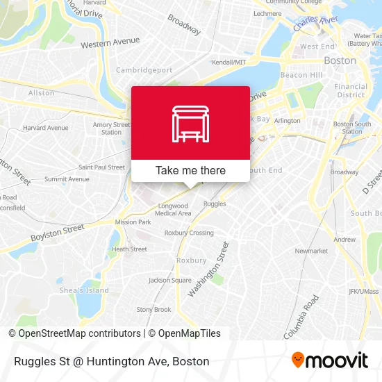 Mapa de Ruggles St @ Huntington Ave