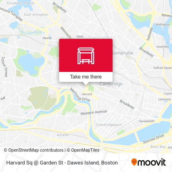 Mapa de Harvard Sq @ Garden St - Dawes Island