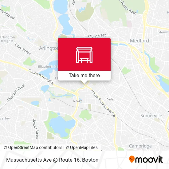 Mapa de Massachusetts Ave @ Route 16