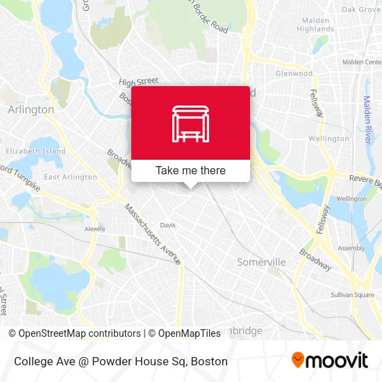 Mapa de College Ave @ Powder House Sq