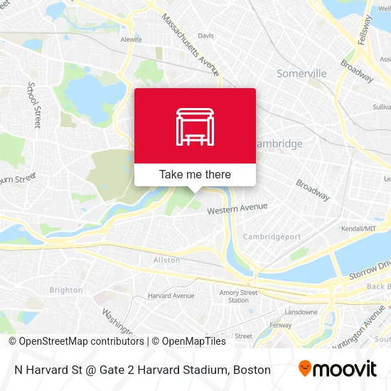 Mapa de N Harvard St @ Gate 2 Harvard Stadium