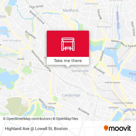 Highland Ave @ Lowell St map