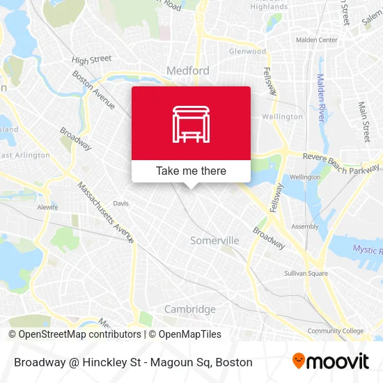 Mapa de Broadway @ Hinckley St - Magoun Sq