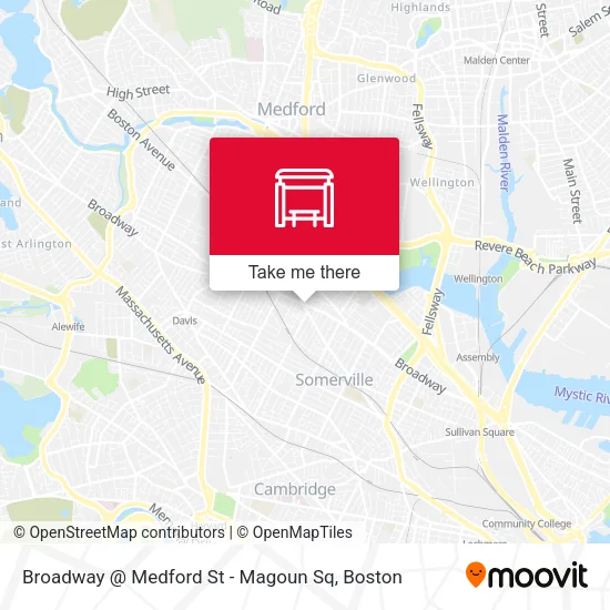 Broadway @ Medford St - Magoun Sq map