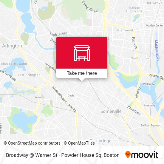 Mapa de Broadway @ Warner St - Powder House Sq