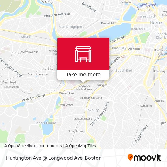 Huntington Ave @ Longwood Ave map