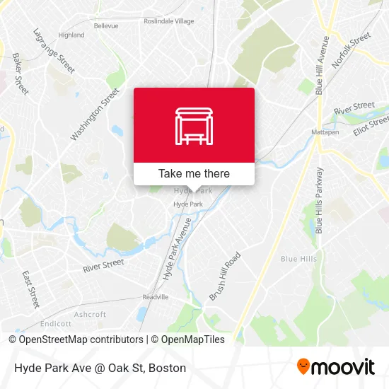 Hyde Park Ave @ Oak St map