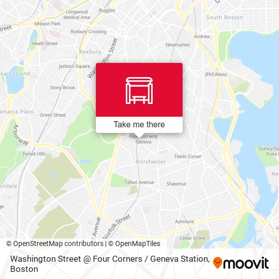 Washington Street @ Four Corners / Geneva Station map