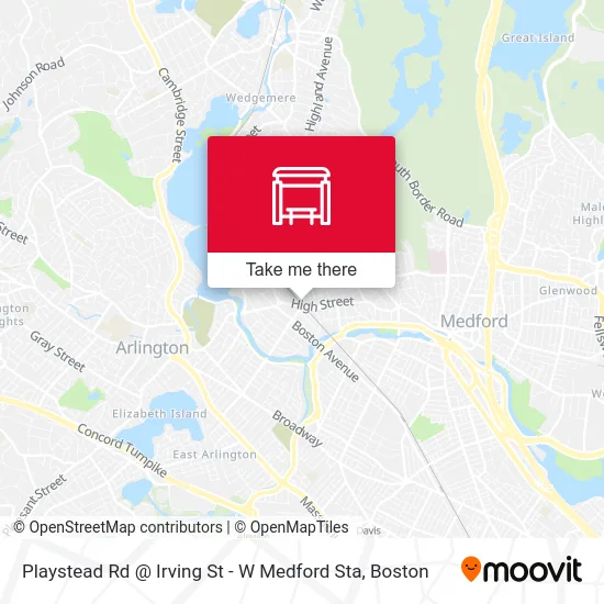 Playstead Rd @ Irving St - W Medford Sta map