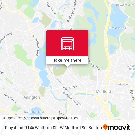 Mapa de Playstead Rd @ Winthrop St - W Medford Sq