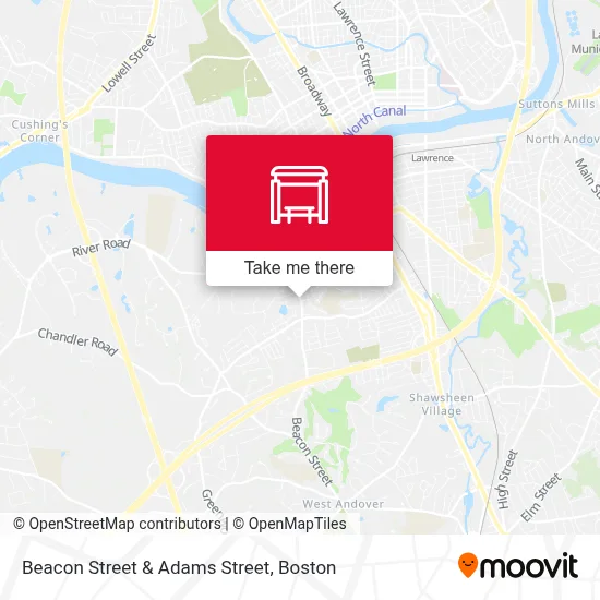 Beacon Street & Adams Street map