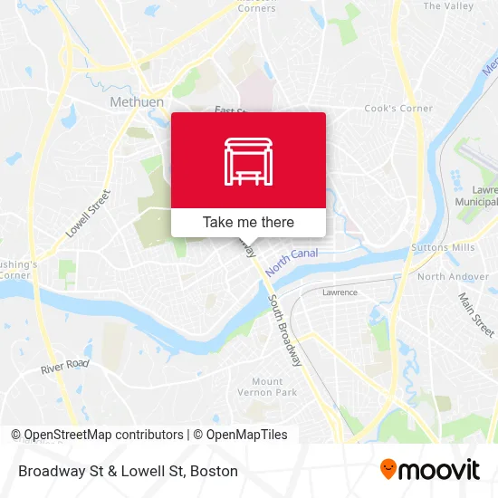 Broadway St & Lowell St map