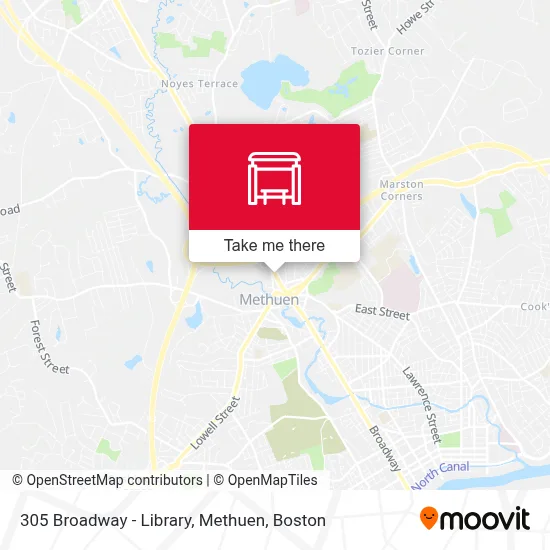 305 Broadway - Library, Methuen map