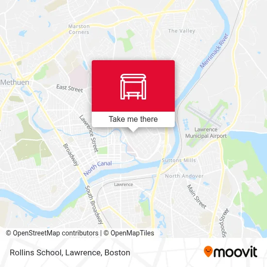 Rollins School, Lawrence map